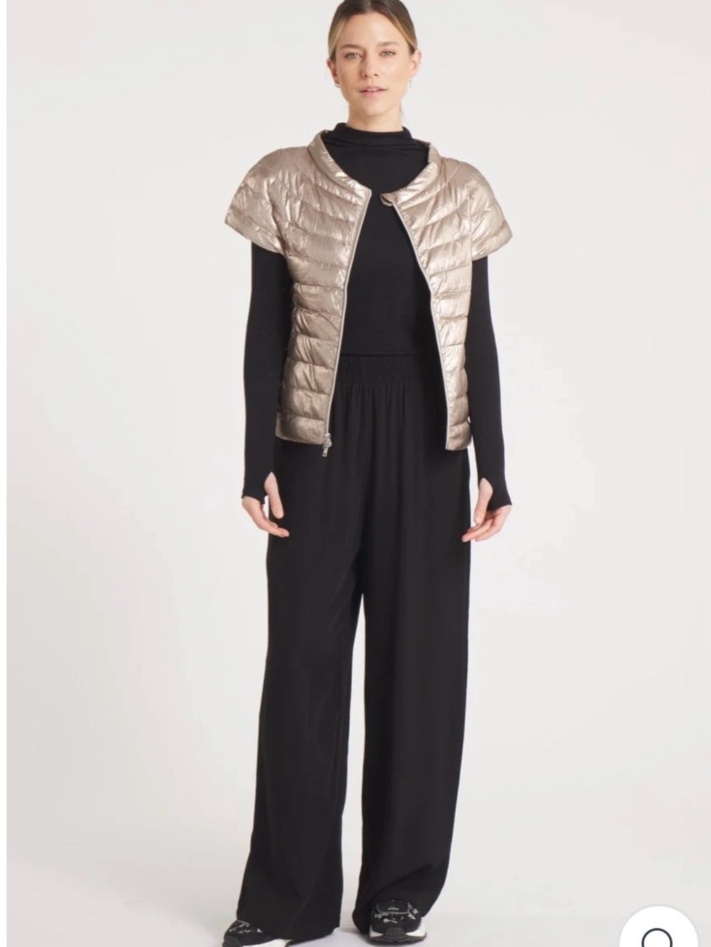 Cotes of London Metallic Quilted Short-Sleeve Puffer Jacket - Metallic Gold
